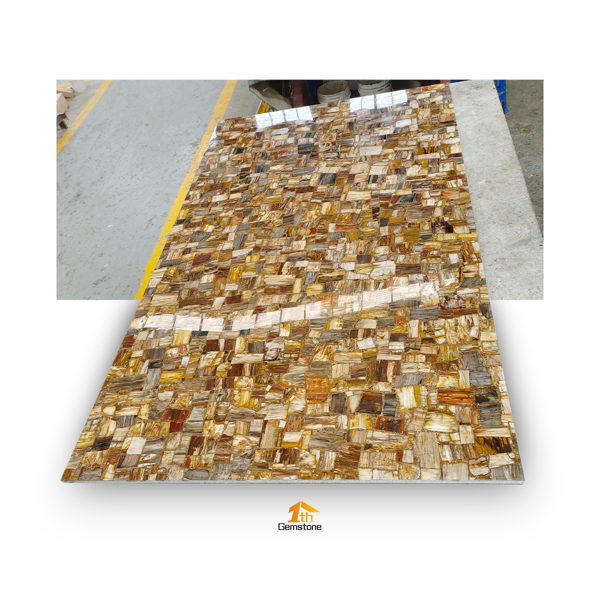 Natural Brown Fossil Stone Petrified Wood Semi Precious Stone Slabs For Wall Decoration/Countertop