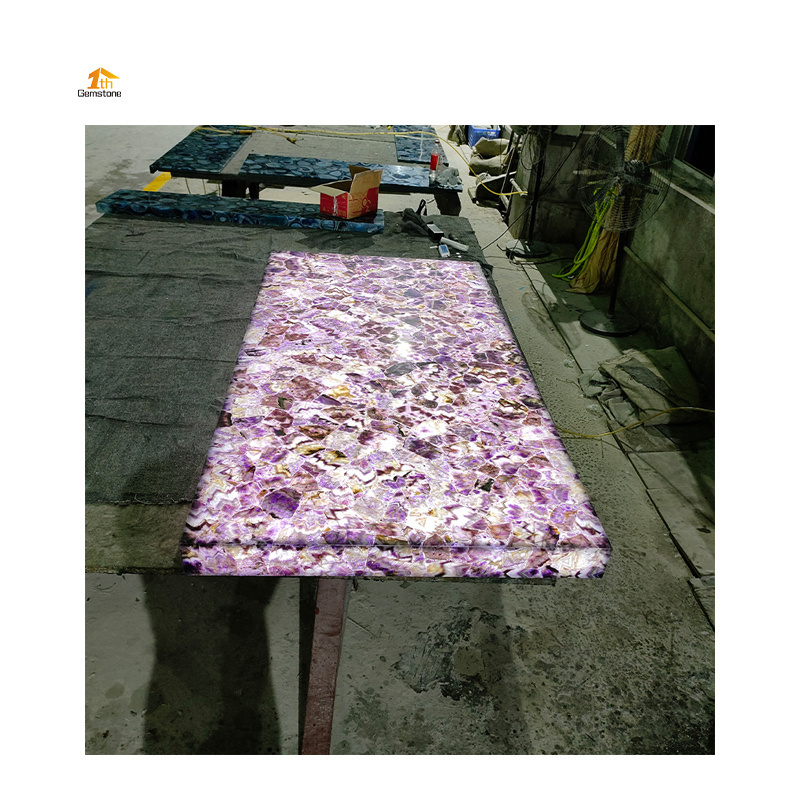 Translucence Quartz Marble Amethyst Semiprecious Stone Slab For Wall/Countertop