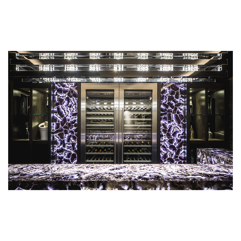 Purple Translucent Stone Luxury Marble Agate Amethyst Quartz Vanity Crystal Sink Countertop