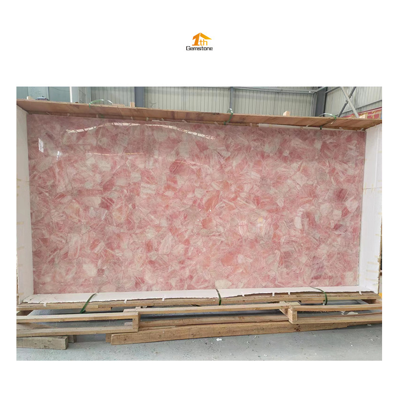 Wholesale Polished Solid Surface Red Marble Pink Crystal Quartz Stone Slab