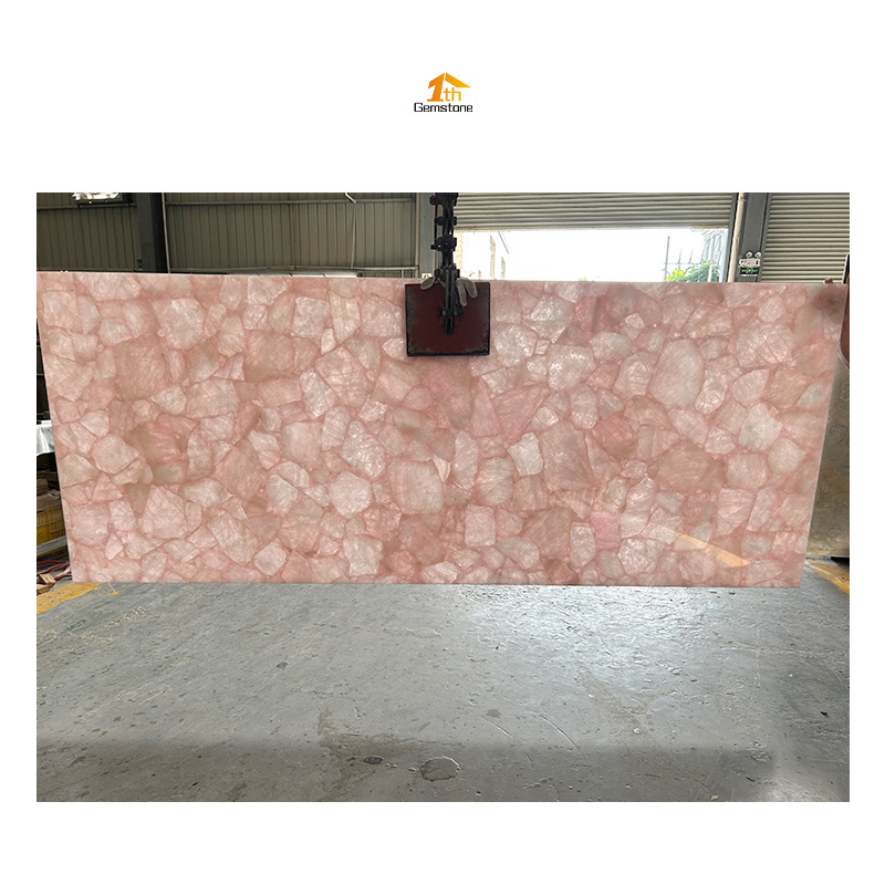 Wholesale Polished Solid Surface Red Marble Pink Crystal Quartz Stone Slab