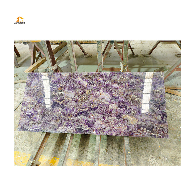 Translucence Quartz Marble Amethyst Semiprecious Stone Slab For Wall/Countertop