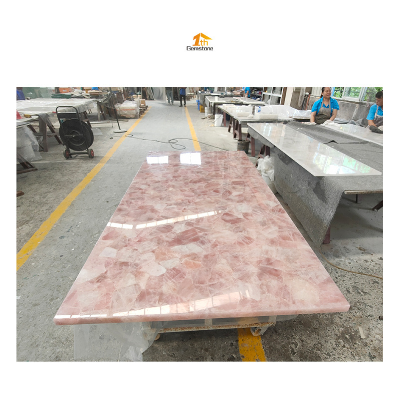 Wholesale Polished Solid Surface Red Marble Pink Crystal Quartz Stone Slab