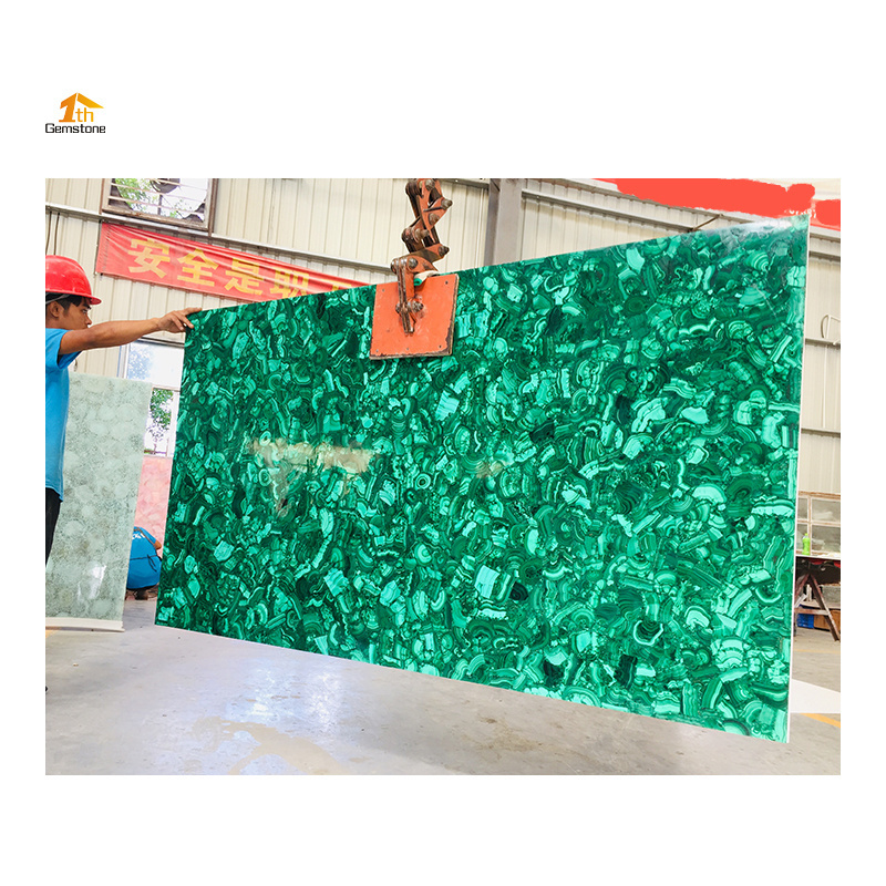 Popular Green Luxury Marble Malachite Agate Emerald Crystal Quartz Semi Precious Stone Slabs