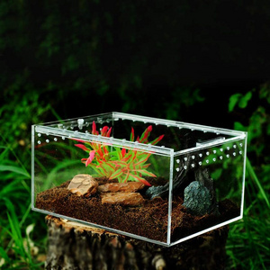 Clear Acrylic Terrarium Box Reptile Amphibian Display Case for Lizard Turtle Lucite Breeding Box