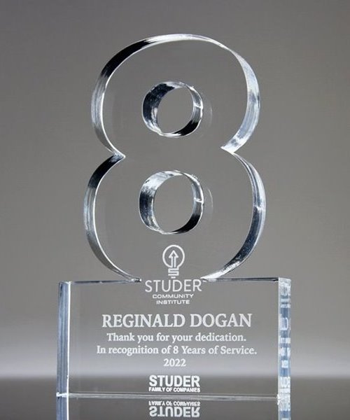 Custom Engraved Plastic Number Trophy Plaque Desktop Birthday Gift Paperweight Otorgar Acrylic 3 Year Anniversary Award