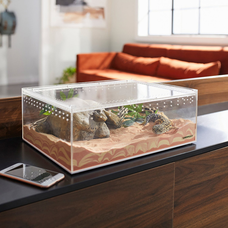 Clear Acrylic Terrarium Box Reptile Amphibian Display Case for Lizard Turtle Lucite Breeding Box