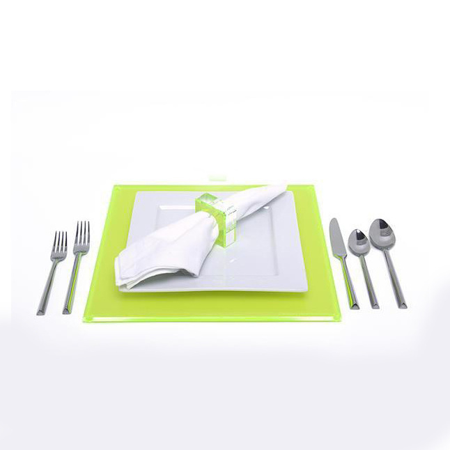 Square Neon Acrylic Place-mats for Kitchen Table Fluorescent Plastic Place mat for Dining Table