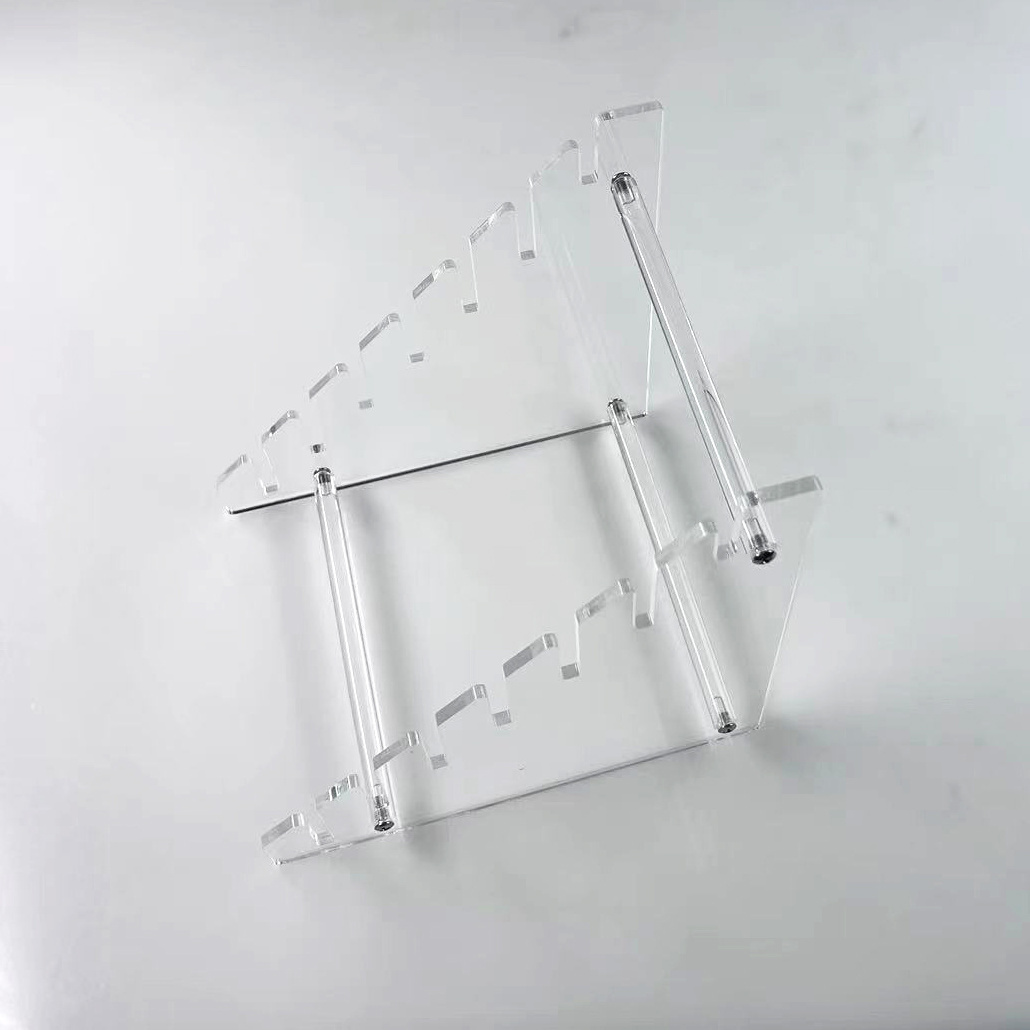 OEM Custom Plexiglass 8 Tiers Perspex Knife Display Rack Clear Acrylic Sword Display Stand