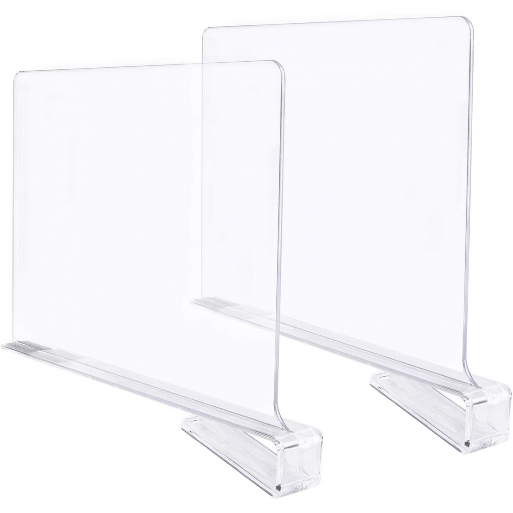 8 x 12 inch storage Hat Towel Partition Board PMMA Clothes Organizer/Purses Separators Clear Acrylic Shelf Divider with a Clip