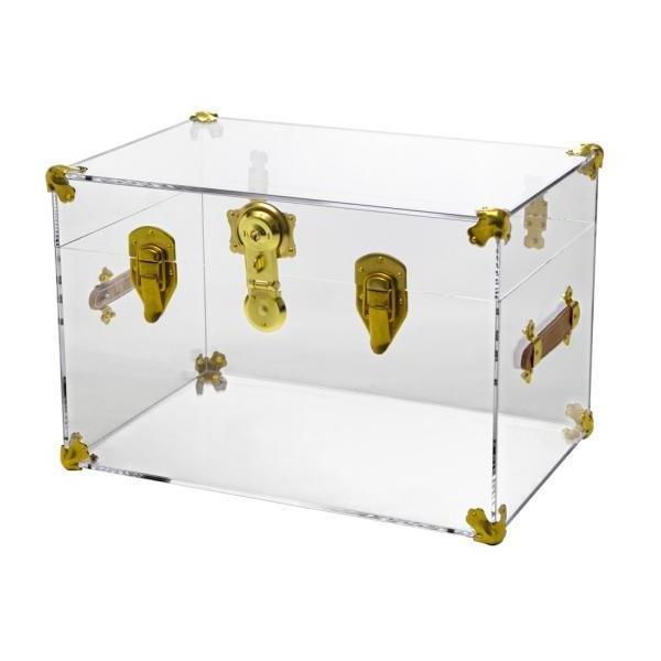 Clear Acrylic Trunk Clear Lucite Storage Trunk Functional Metal Hardware Brass Lock