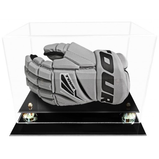 Clear Acrylic one Hockey glove Display Case Silver or Gold risers Collectibles Sport Glove Holder