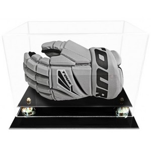 Clear Acrylic one Hockey glove Display Case Silver or Gold risers Collectibles Sport Glove Holder