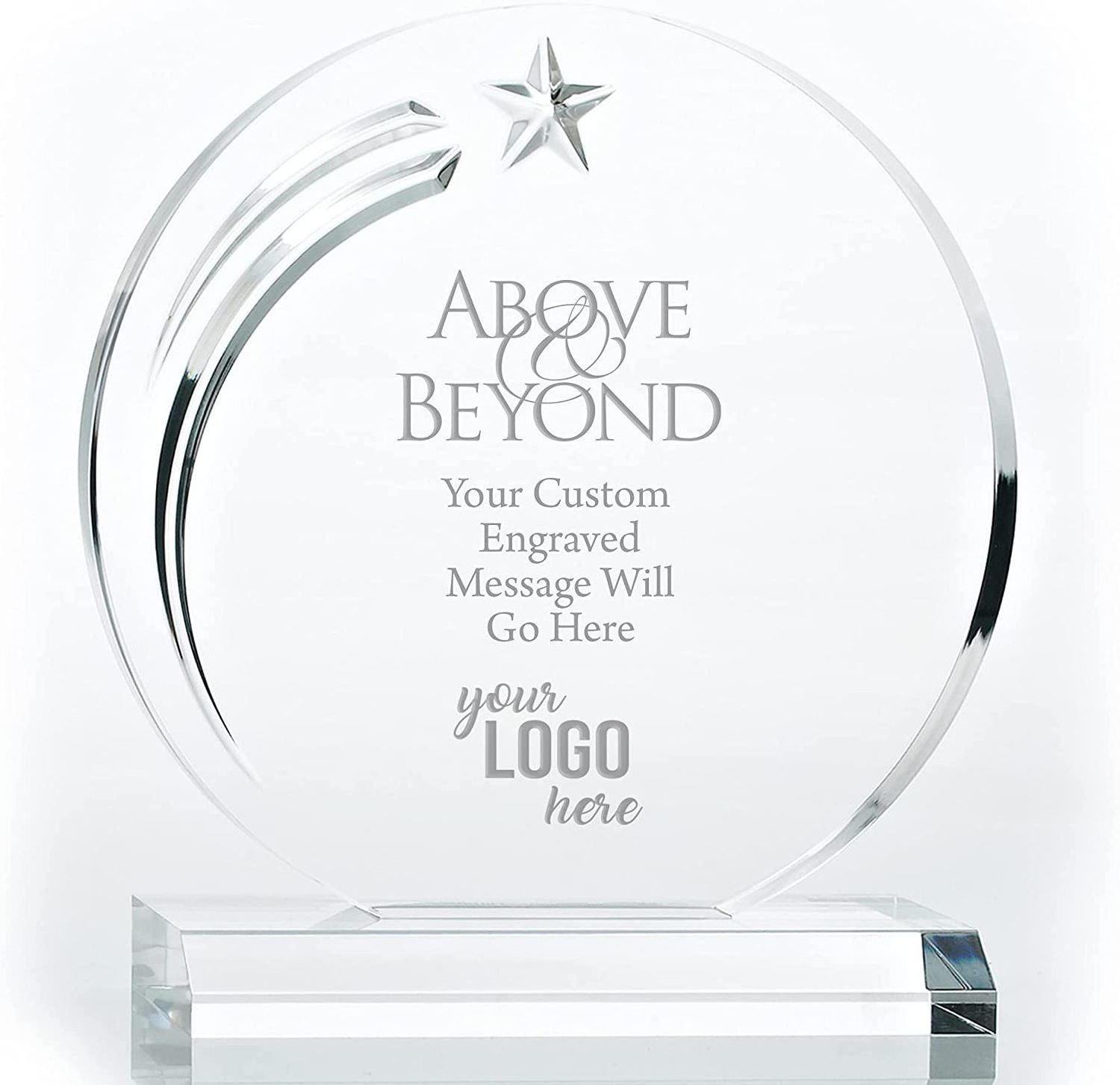 Custom Engraving Crystal Circle Trophy Display Acrylic Round Sport Award Blanks on Rectangle Base Award Trofeo for Employees