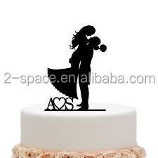 Acrylic Black Bride and Groom Silhouette Wedding Cake Topper