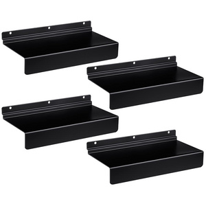 Hanging Wall mount Shoe Metal Display Rack Easy Install Black Slatwall Shelf with Front Lip