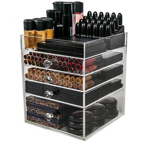 4 Drawers Crystal Storage Box for Cosmetic Jewelry Transparent Acrylic Makeup Organizer Cube