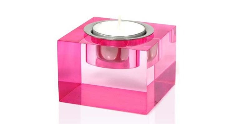 A single 10 inch silver mirrored acrylic candle riser centerpiece riser for votive candle holders