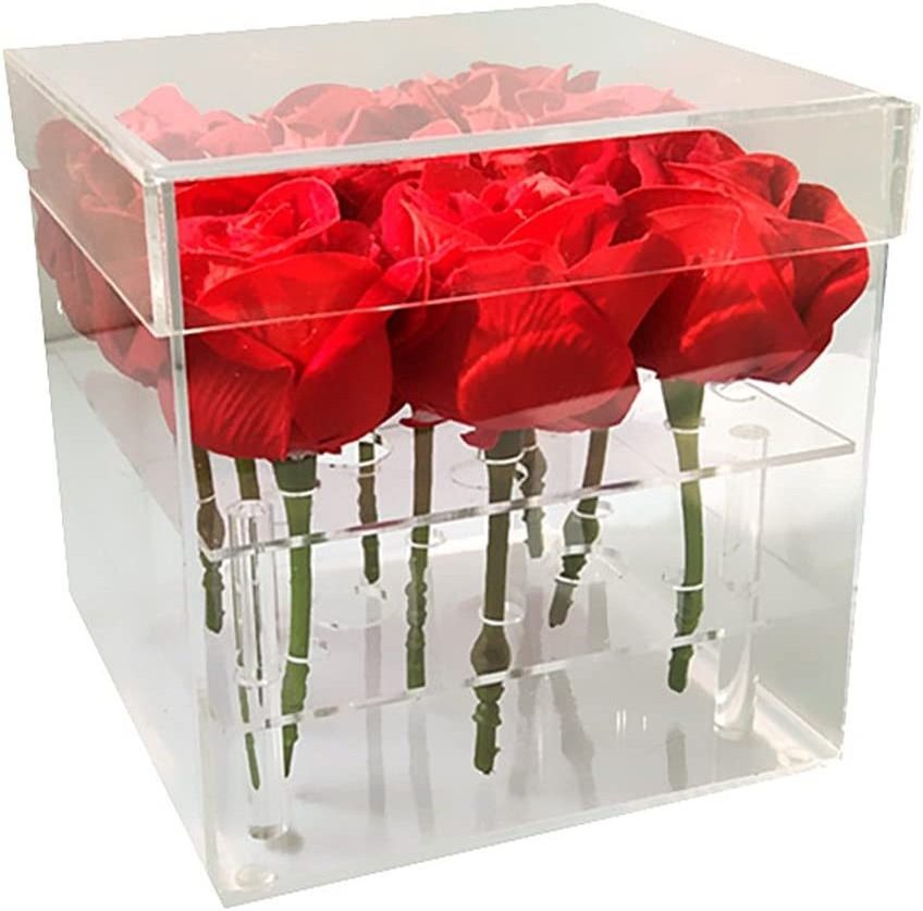 16 Holes Plastic 2 Tier Flower Vase Decorative Rose Pots Stand Square Preserved Flowers Wedding Flower Box