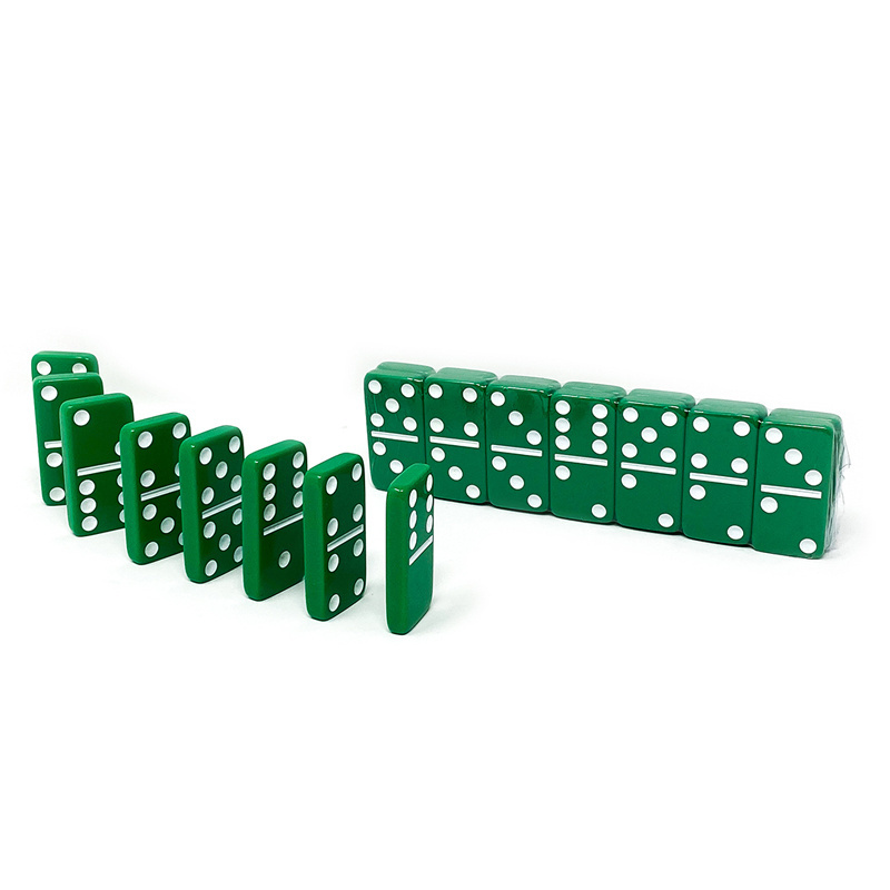 Jade Green Plastic Double 6  Domino Game Set Tournament Size Dominoes Board Game Block Juego Domino Custom