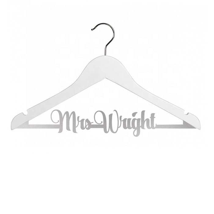 Wedding Acrylic Bridal Hanger White Plexiglass Dress Hanger with Custom Glitter Name Bar