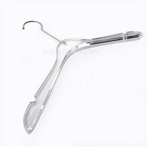 Premium Clear Acrylic Clothing Boutique Hanger Closet Lucite Non-Slip Flat Body Custom Clothes Hangers with Chrome Finish Hooks