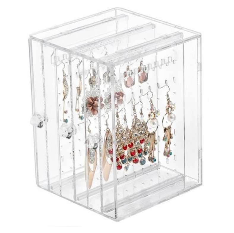 Clear Acrylic Jewelry Display Rack Organizer Earring Ring Necklace Stand Holder