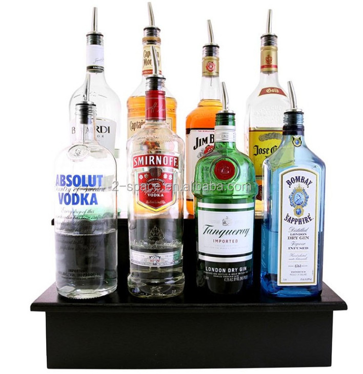 Led Acrylic Bottle Display three ladders Bottle Stand for Wine Shop Customized Led Bottle Glorifier