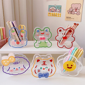 Custom Shape Acrylic Pencil Cup Children Stationery Organizer cute pen holder Pencil Container