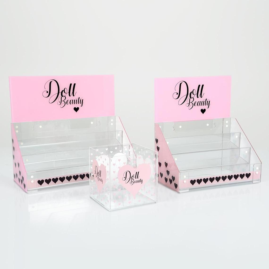 Counter Makeup Display Stand Cosmetic Large Advertising Acrylic Lash Display Stand Acrylic Eyelash Rack