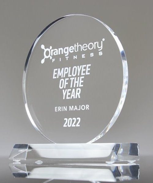 Custom Engraving Crystal Circle Trophy Display Acrylic Round Sport Award Blanks on Rectangle Base Award Trofeo for Employees