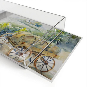 11 x 8.5 x 2.5 inches Acrylic Tray with Bottom insert Custom Lucite Diy Photo Organizer Insert can be changed Tray