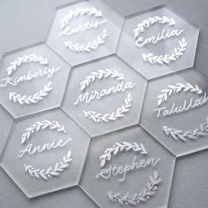 Engraved Clear Acrylic Wedding Octagon Coaster Place Cards Colorful Lucite Placemats Acrylic Table Placemat