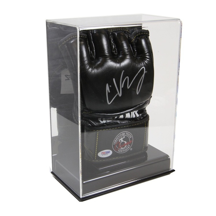 Sports Memorabilia Autograph Fighting Glove Deluxe Perspex Display Box Acrylic Vertical Boxing Glove Display Case with Mirror