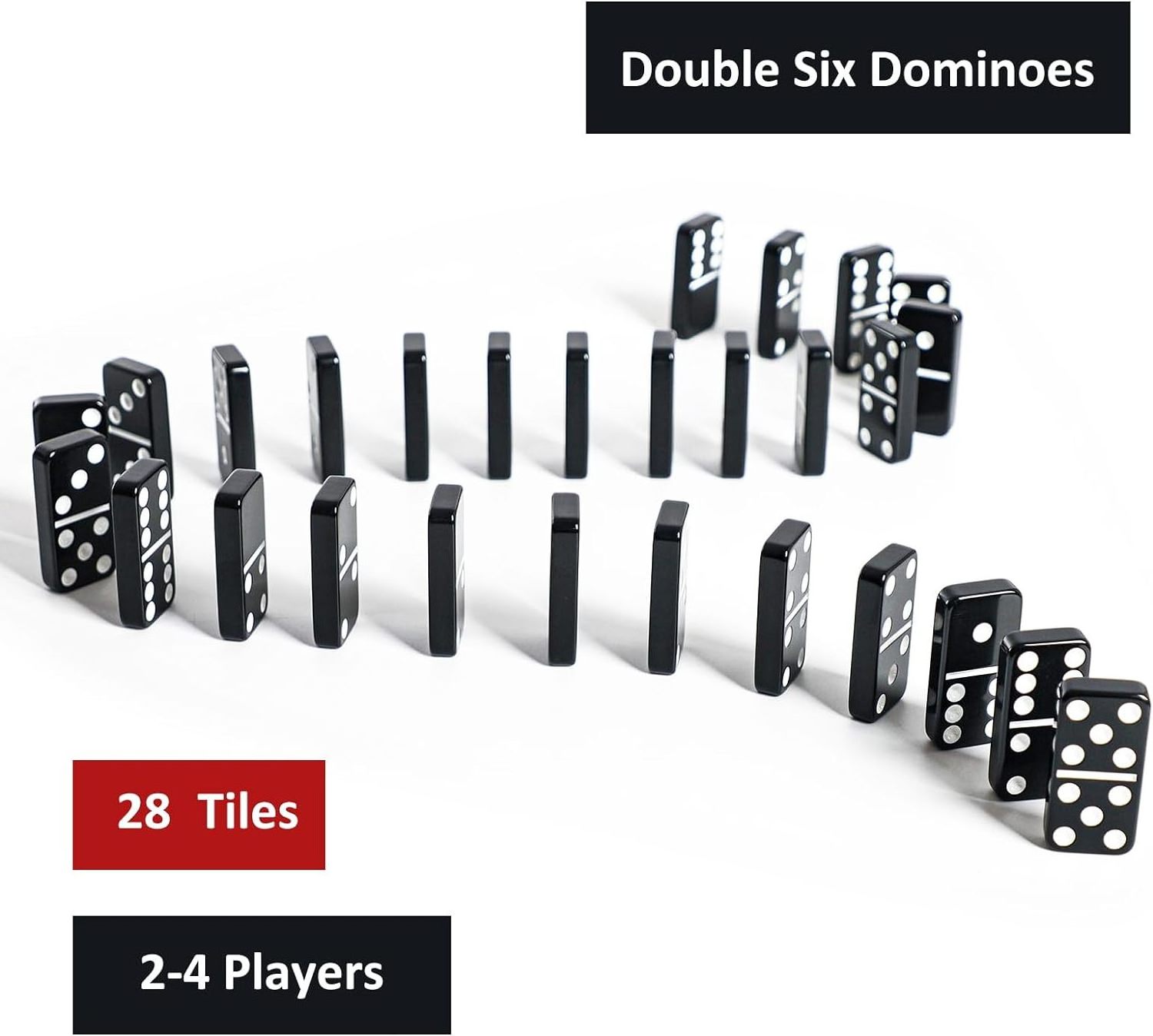 Custom Design Matador Black Dominoes White Spots Double 6/9 Family Domino Game Set