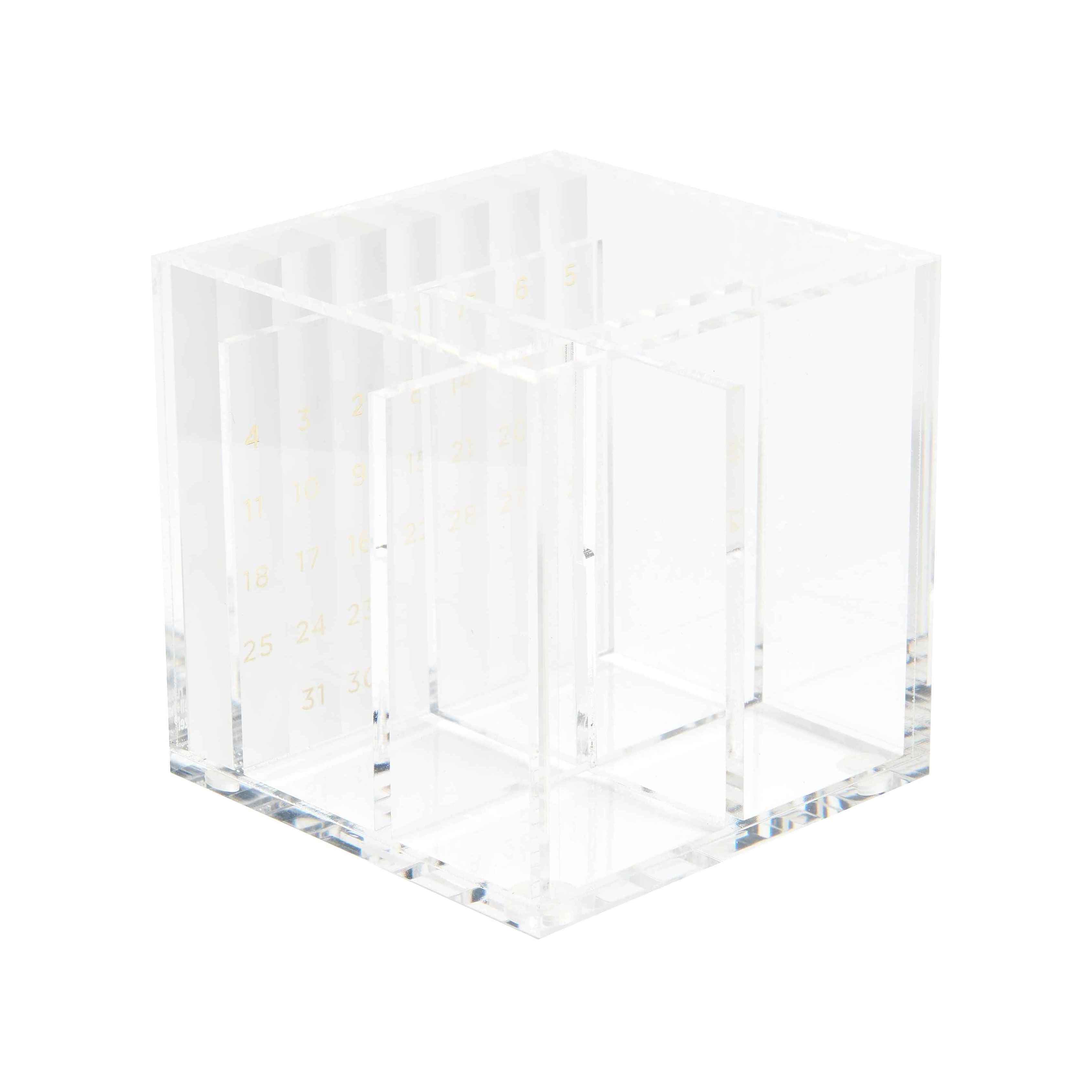 Acrylic Desktop perpetual calendar and pen holder transparent pen holder perpex pencil cup