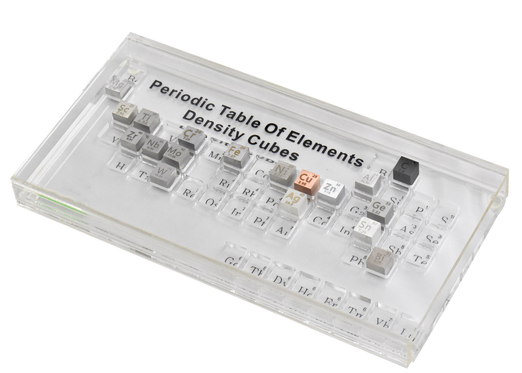 Custom Chemistry Teaching Periodic Table of Elements Density Cubes Acrylic Periodic Table Case