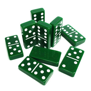 Jade Green Plastic Double 6  Domino Game Set Tournament Size Dominoes Board Game Block Juego Domino Custom