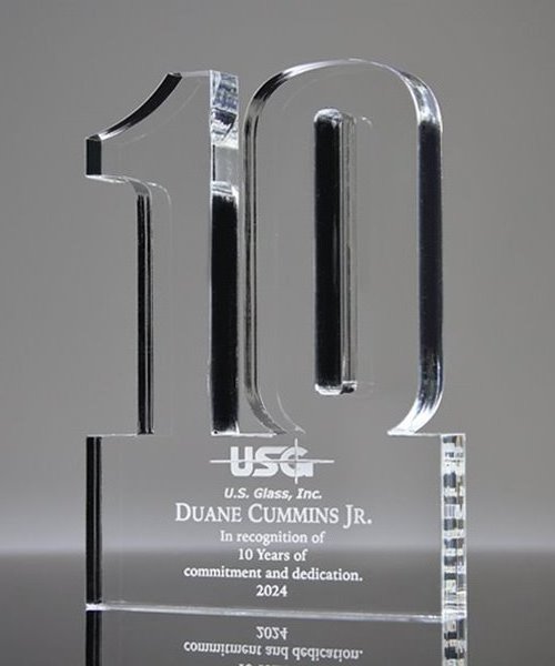 Custom Engraved Plastic Number Trophy Plaque Desktop Birthday Gift Paperweight Otorgar Acrylic 3 Year Anniversary Award