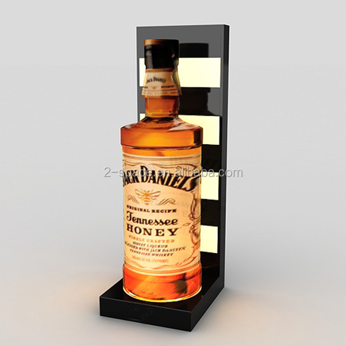 Led Acrylic Bottle Display three ladders Bottle Stand for Wine Shop Customized Led Bottle Glorifier