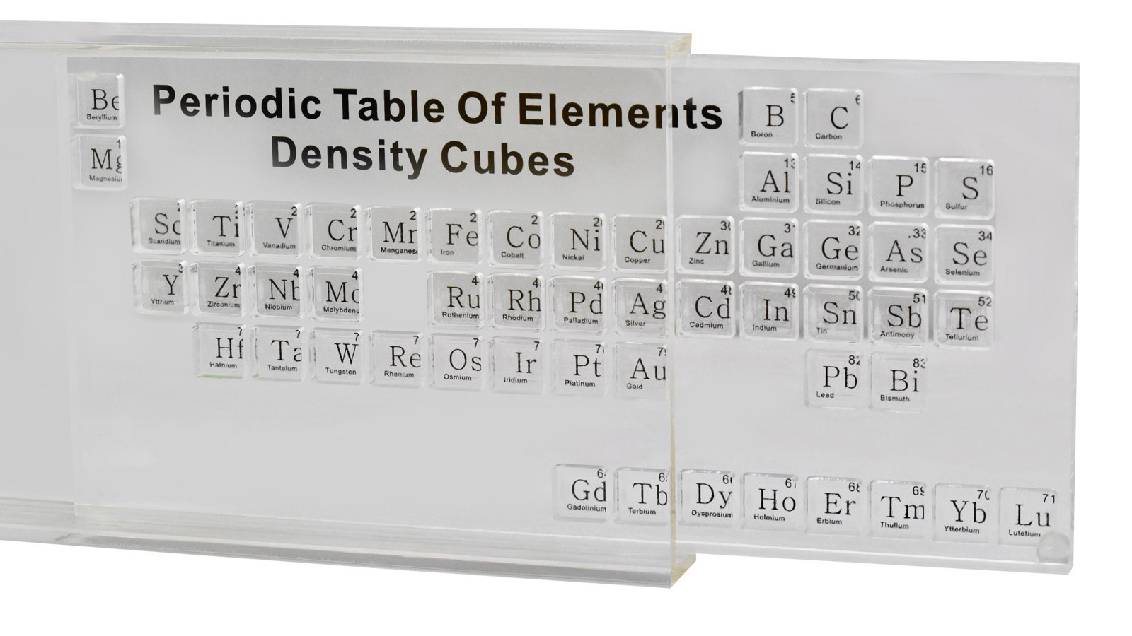 Custom Chemistry Teaching Periodic Table of Elements Density Cubes Acrylic Periodic Table Case