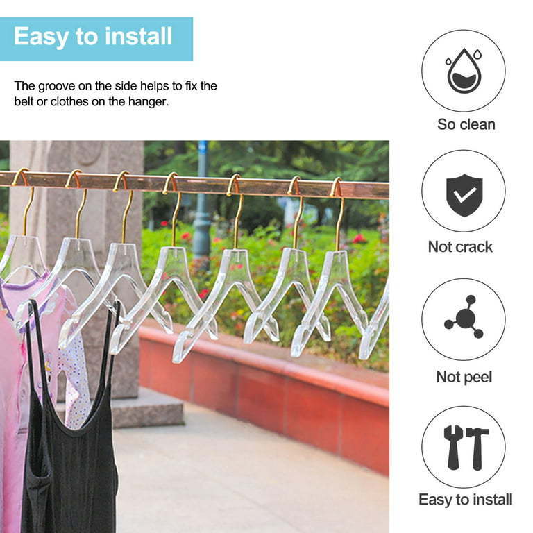 Clear sturdy Plastic Clothes Hanger non-slip Clothing Hangers Pants Jacket Hanger with Notches