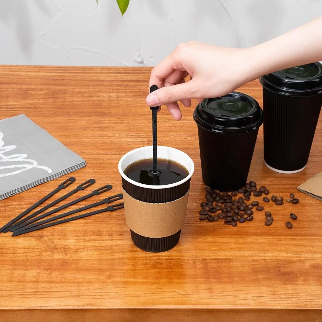 6.25 Inch Black PP Plastic Drink Stirrers Cocktail Stirring Stick Agitador Bebidas Mixing Rod Disposable Coffee Stirrers