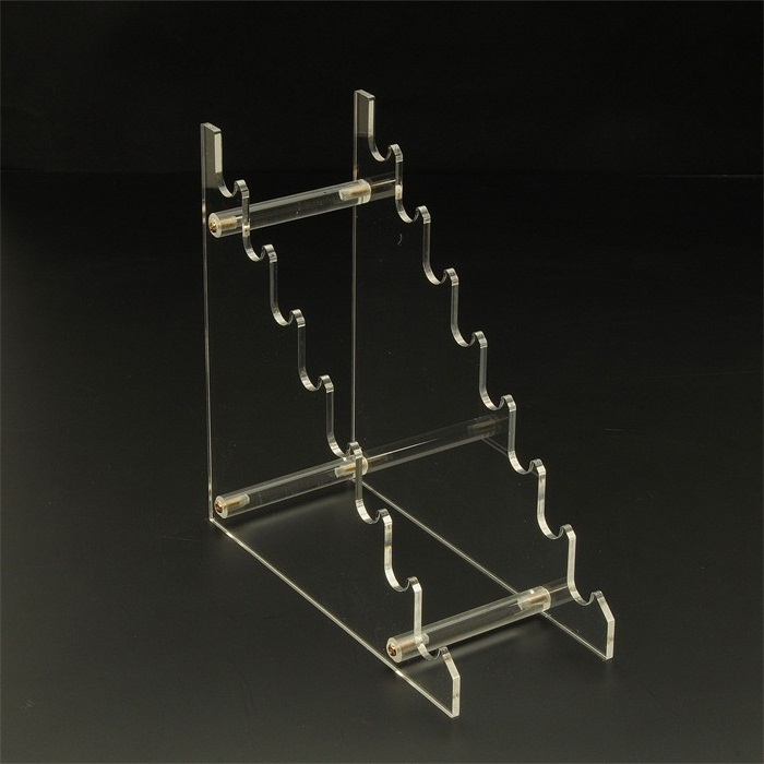 OEM Custom Plexiglass 8 Tiers Perspex Knife Display Rack Clear Acrylic Sword Display Stand