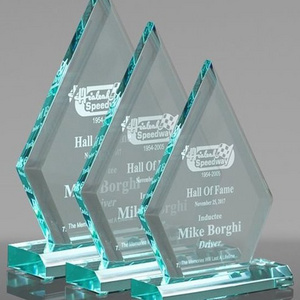 Acrylic Flame Shape Trophy Laser Engraving Blanks Custom Jade Crystal Lucite Diamond Shape Plaque Award for Leadership