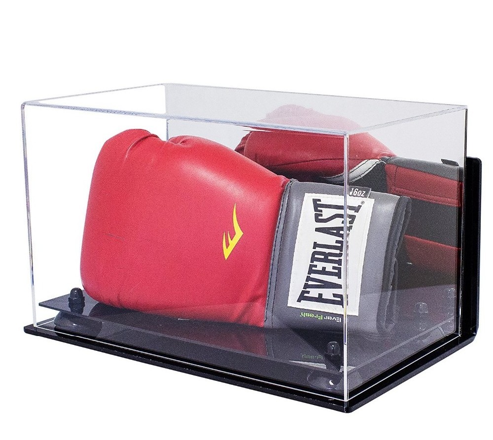 Sports Memorabilia Autograph Fighting Glove Deluxe Perspex Display Box Acrylic Vertical Boxing Glove Display Case with Mirror