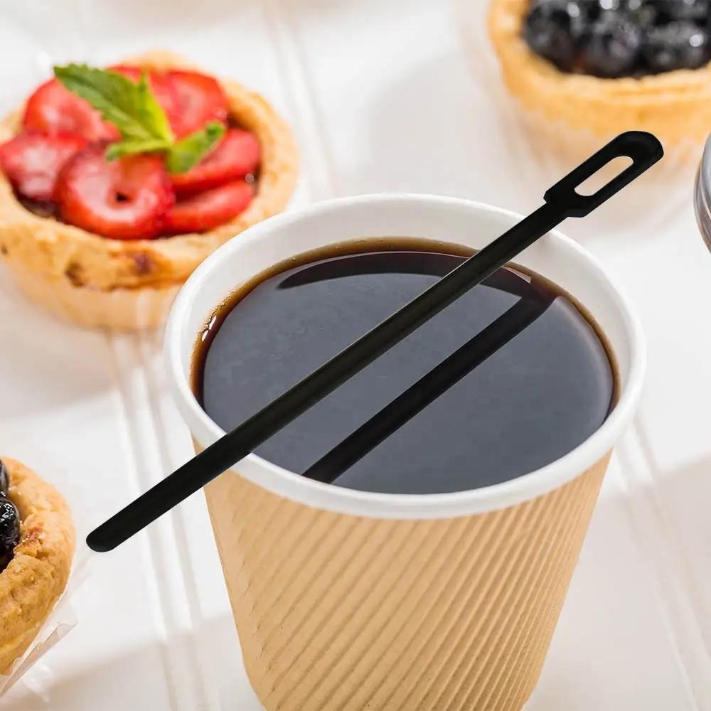 6.25 Inch Black PP Plastic Drink Stirrers Cocktail Stirring Stick Agitador Bebidas Mixing Rod Disposable Coffee Stirrers