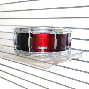 Acrylic Wall Mount Floating Shelf  Rectangular Strong acrylic Brackets 14" Snare Drum Shelf with Front Lip