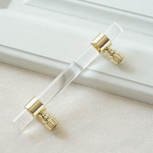 3 3/4" Clear Gold Acrylic Drawer Pulls Lucite Dresser Handle Crystal Kitchen Cabinet Pulls Bathroom Hardware 96mm