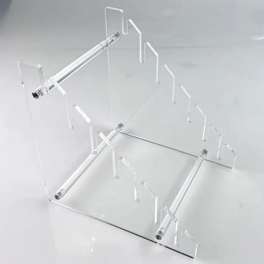 OEM Custom Plexiglass 8 Tiers Perspex Knife Display Rack Clear Acrylic Sword Display Stand